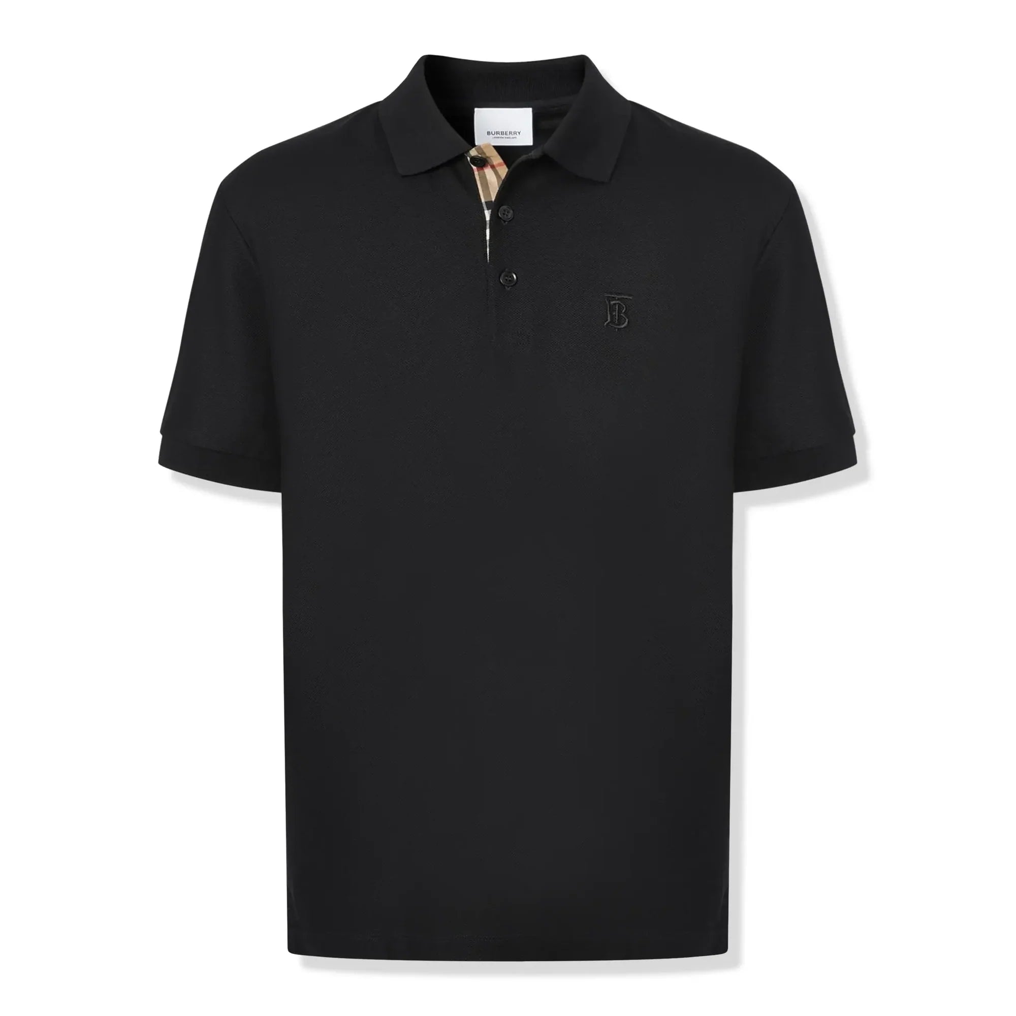 Eddie Logo Pique Cotton Black Polo Shirt