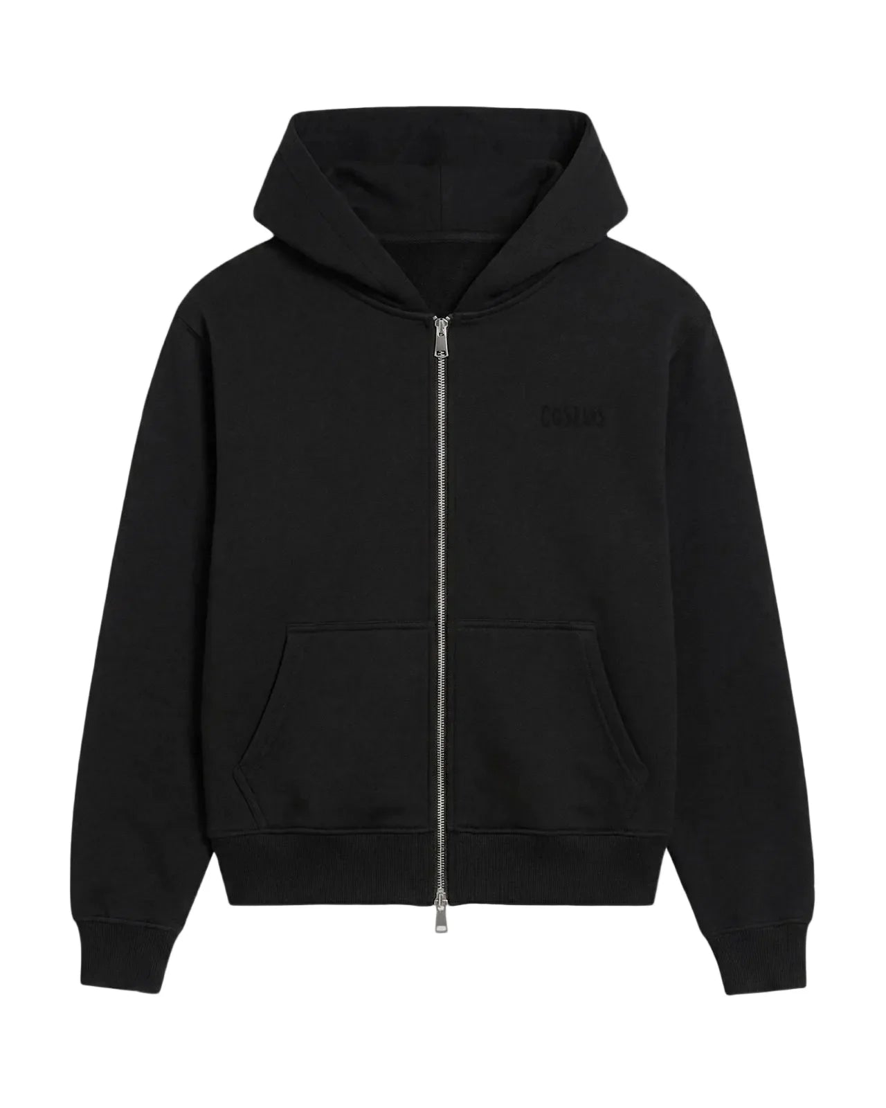 Embroidered Black Zip-Up Hoodie