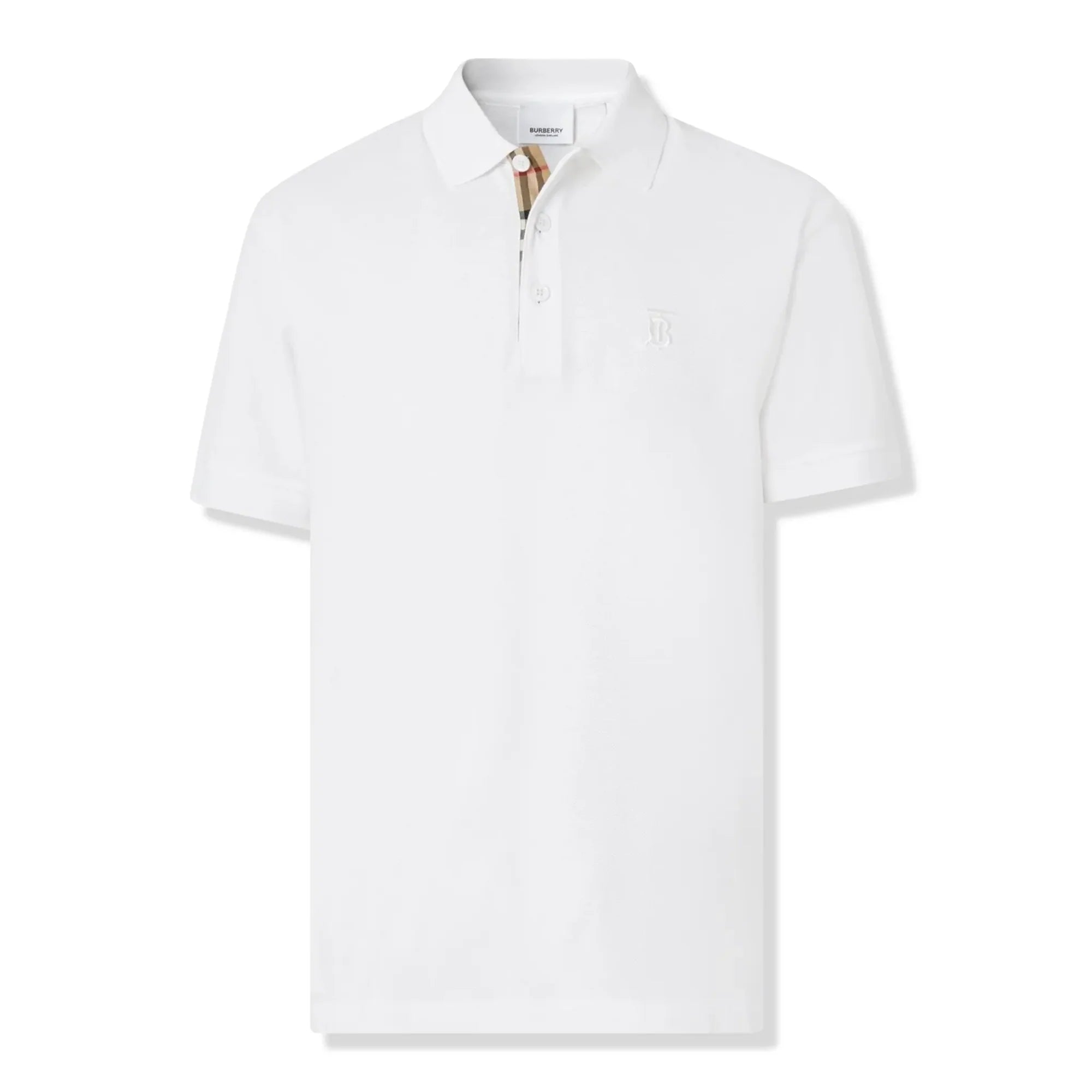 Eddie Logo Pique Cotton White Polo Shirt