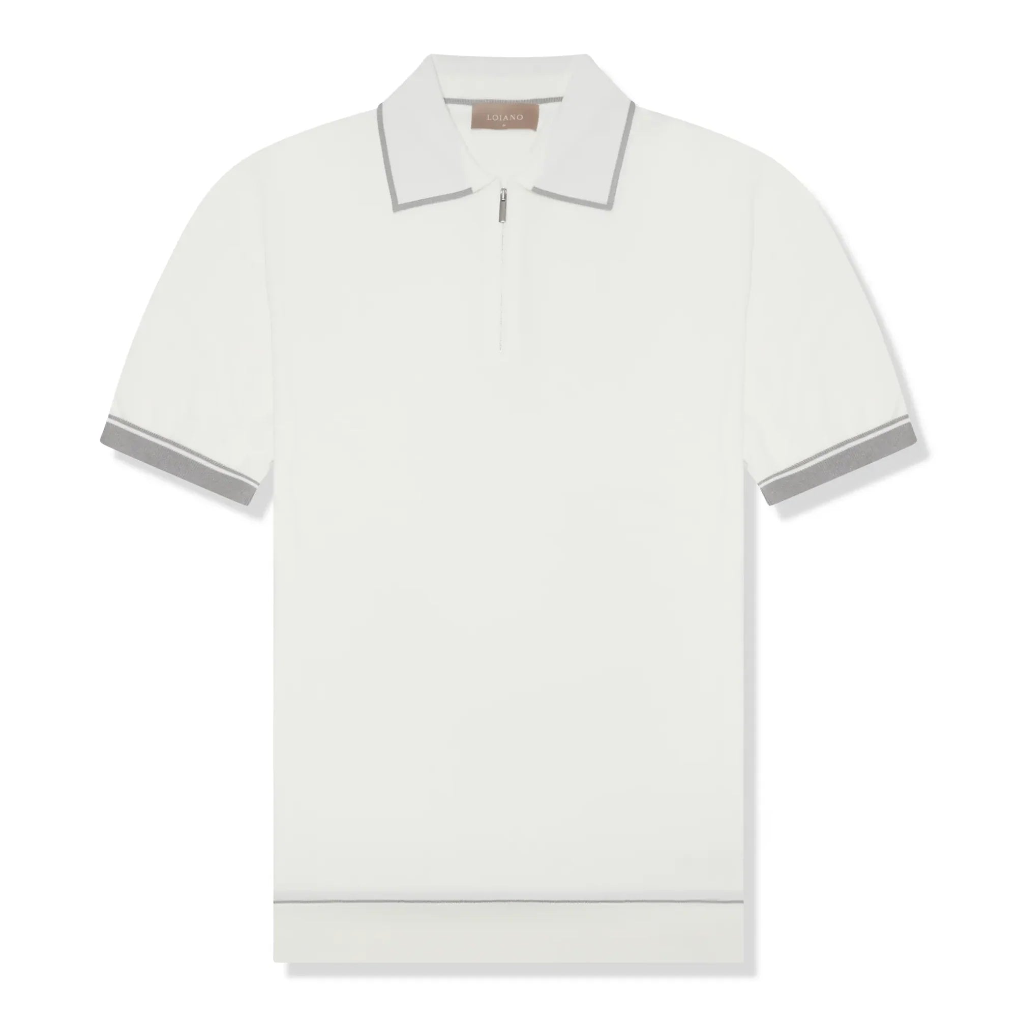 Rayon Knit White Polo Shirt