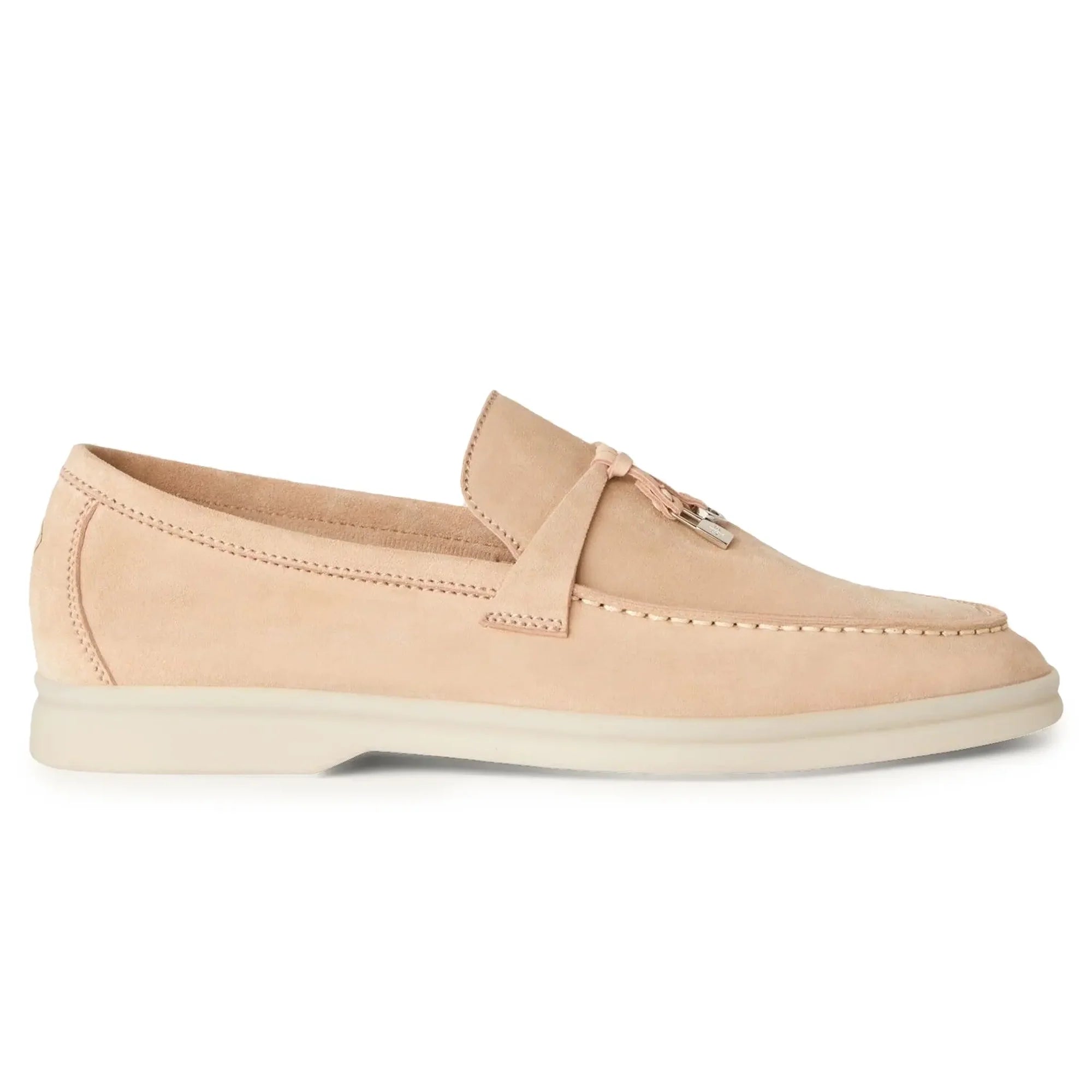 Summer Charms Walk Suede Goatskin Pink Sand Loafers