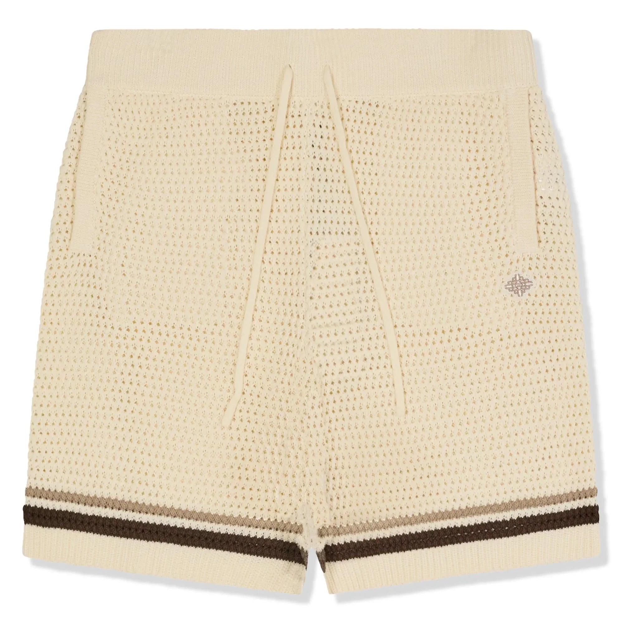 Crochet Knitted Stripe Off White Shorts