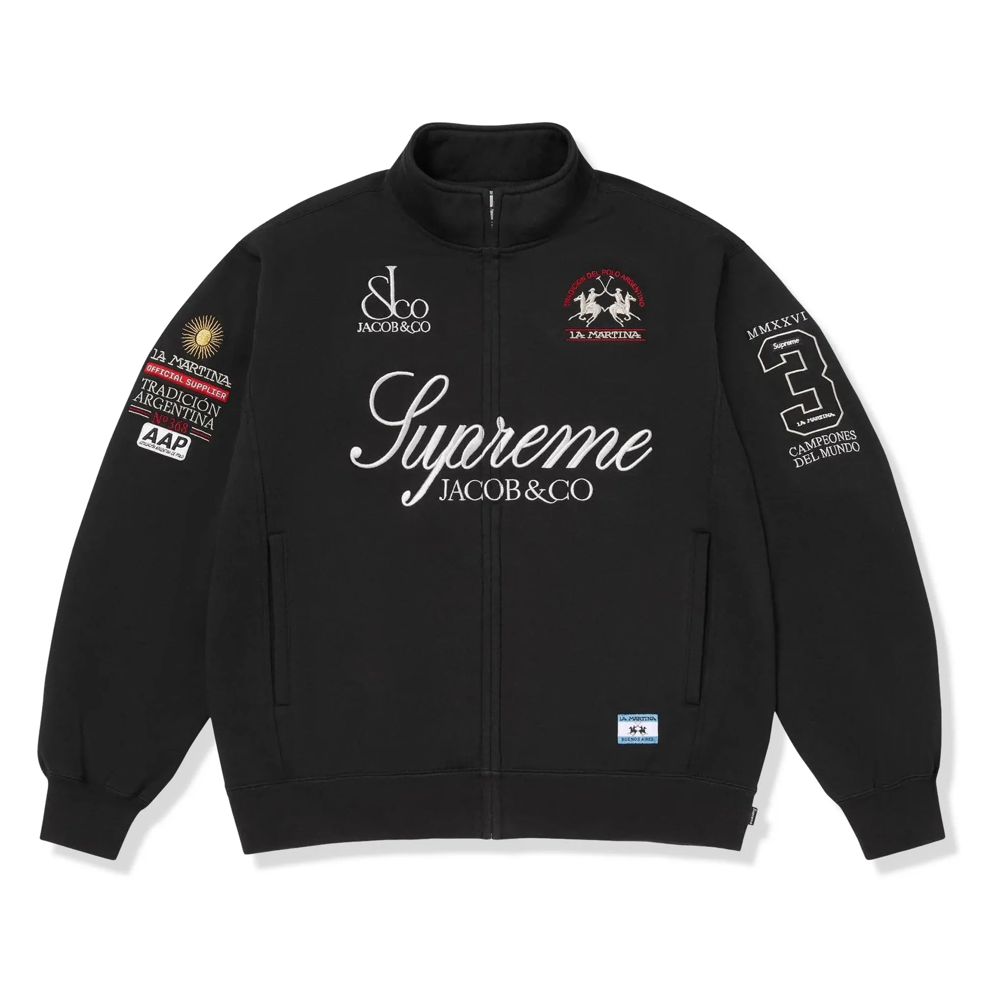 Supreme x La Martina x Jacob & Co. Black Zip-Up Sweatshirt