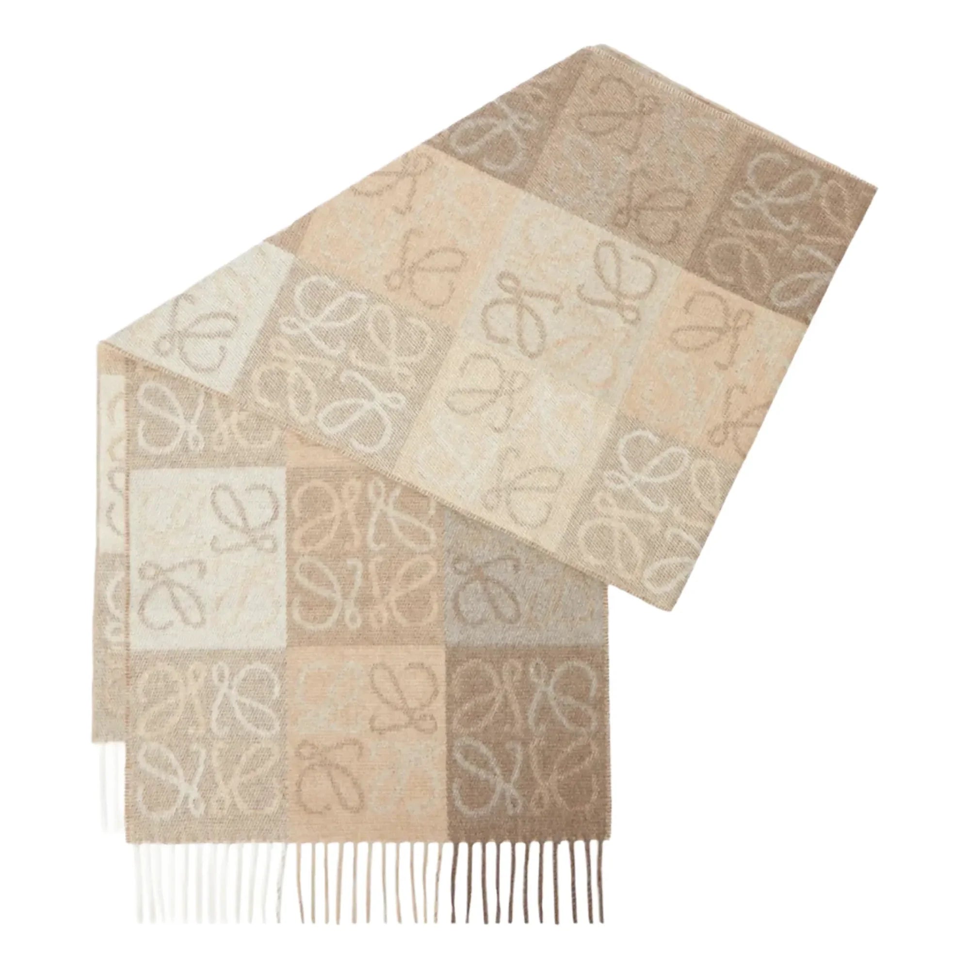 Wool and Cashmere White Beige Scarf