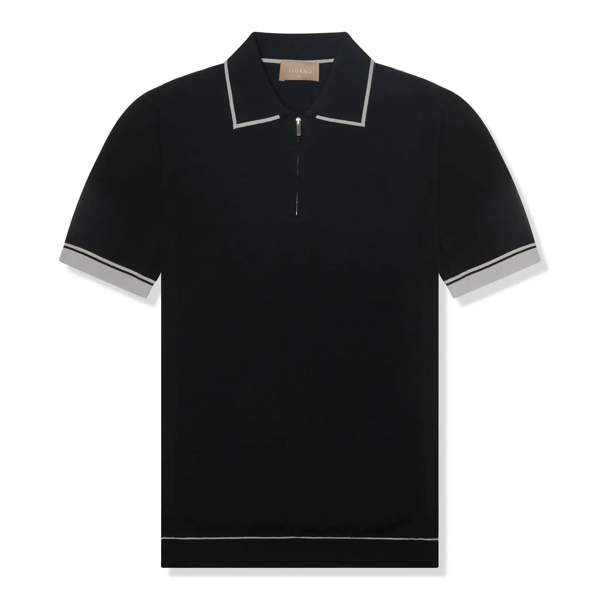 Rayon Knit Black Polo Shirt