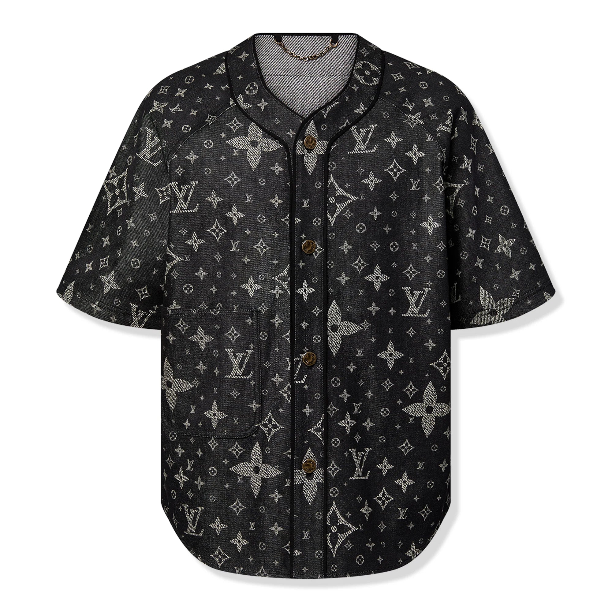Monogram Denim Black Baseball Shirt