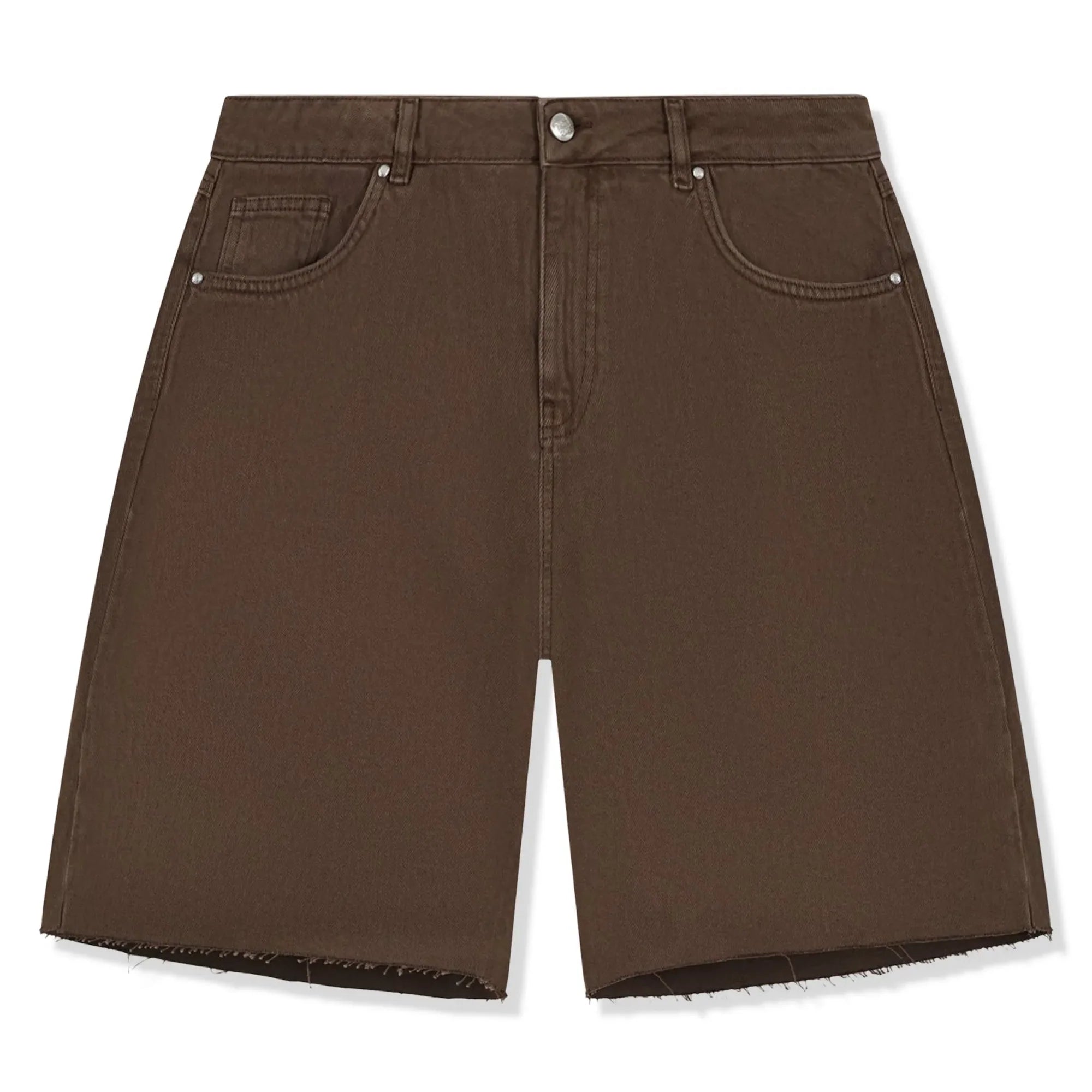 Raw Edge Brown Denim Shorts