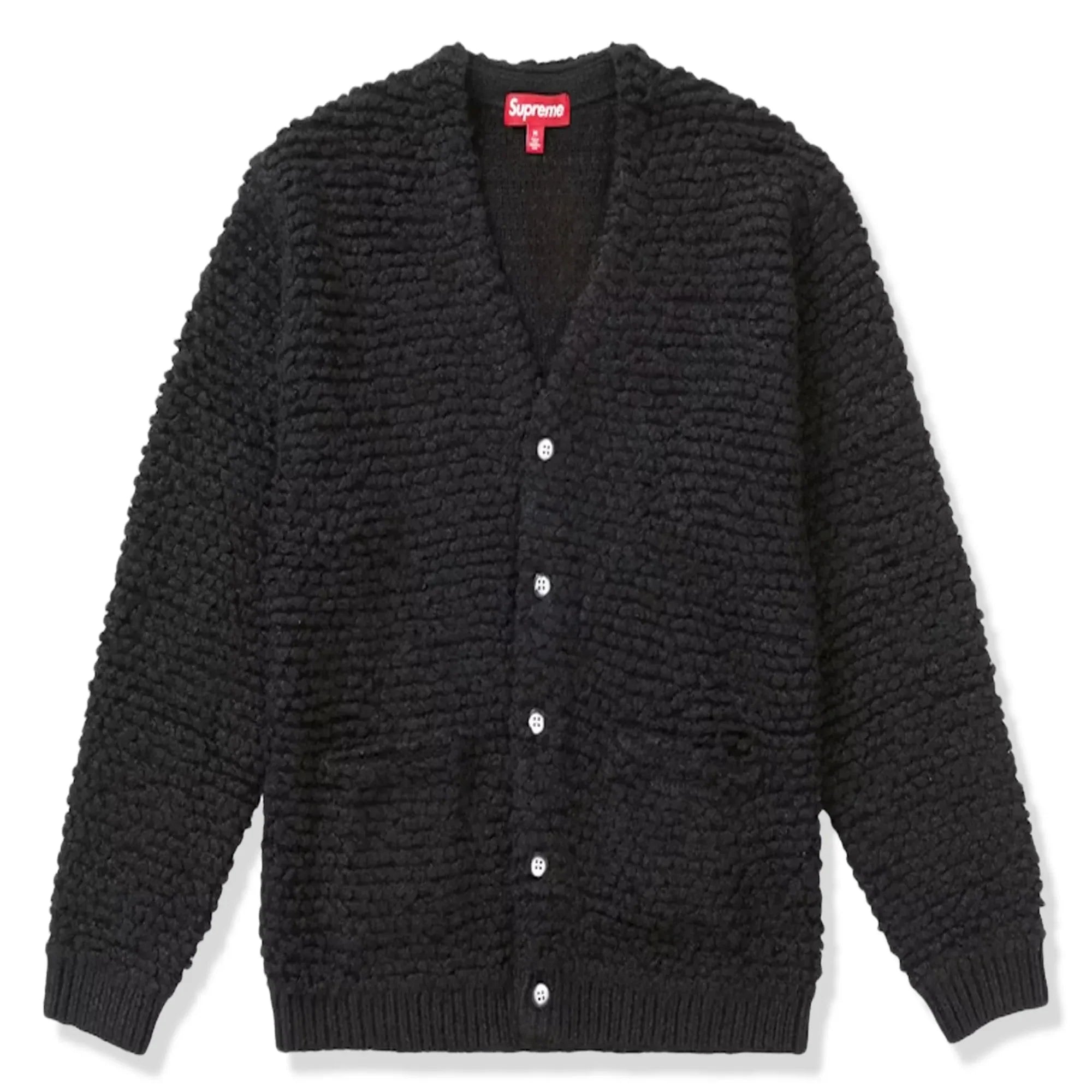 Textured Black Knotted Cardigan