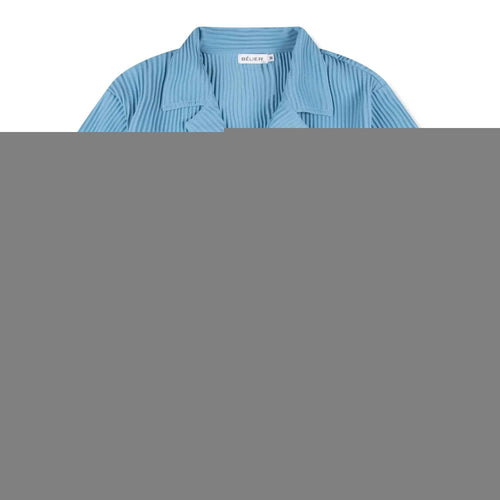Belier Pleated Short Sleeve Light Blue Resort Shirt