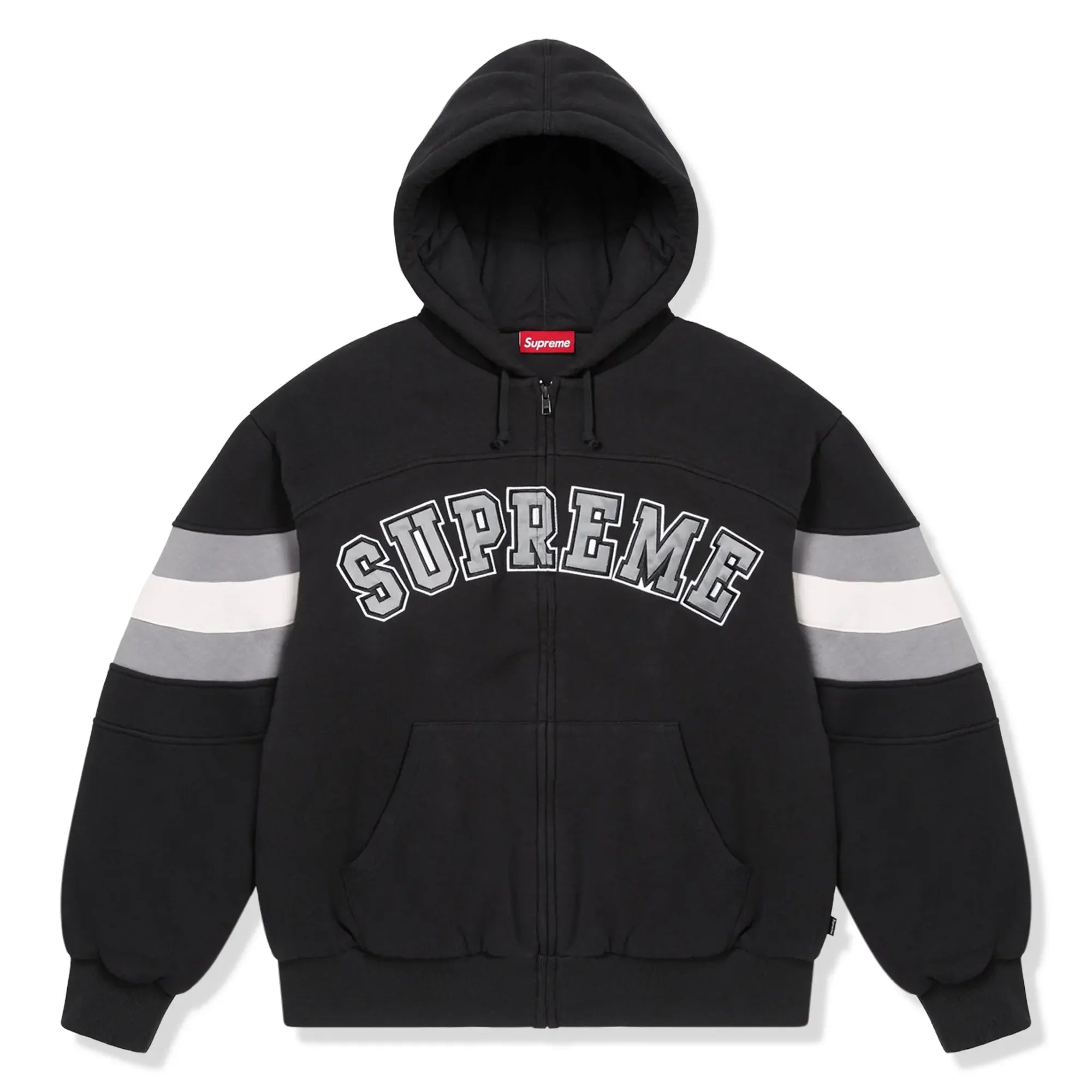 Filled Black Zip-Up Hooded Jacket