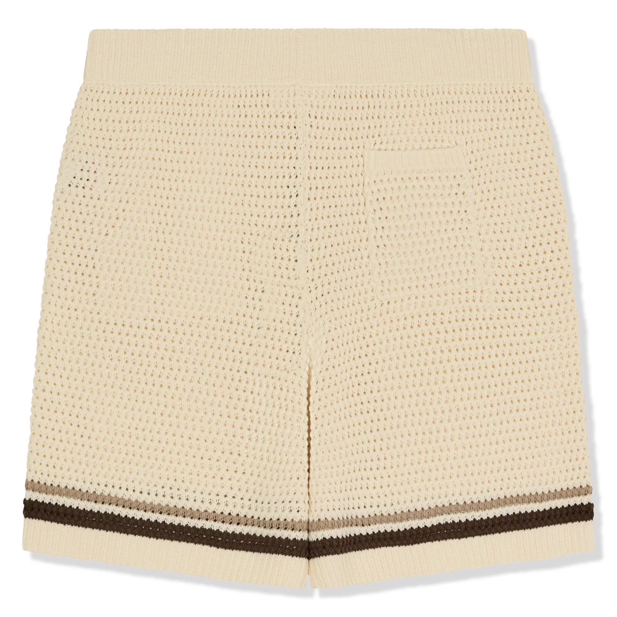 Crochet Knitted Stripe Off White Shorts