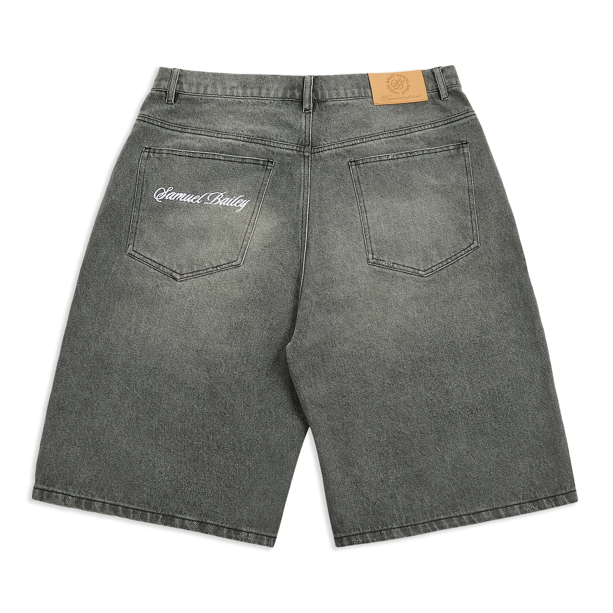 Washed Denim Graphite Shorts