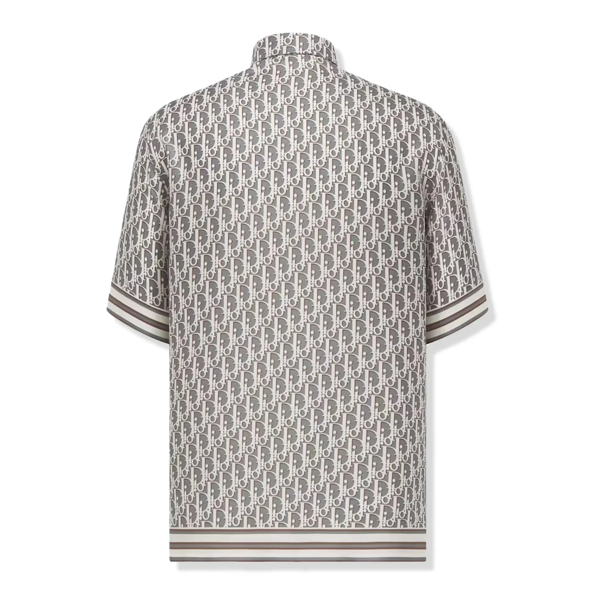 Oblique Short Sleeved Grey Silk Twill Shirt