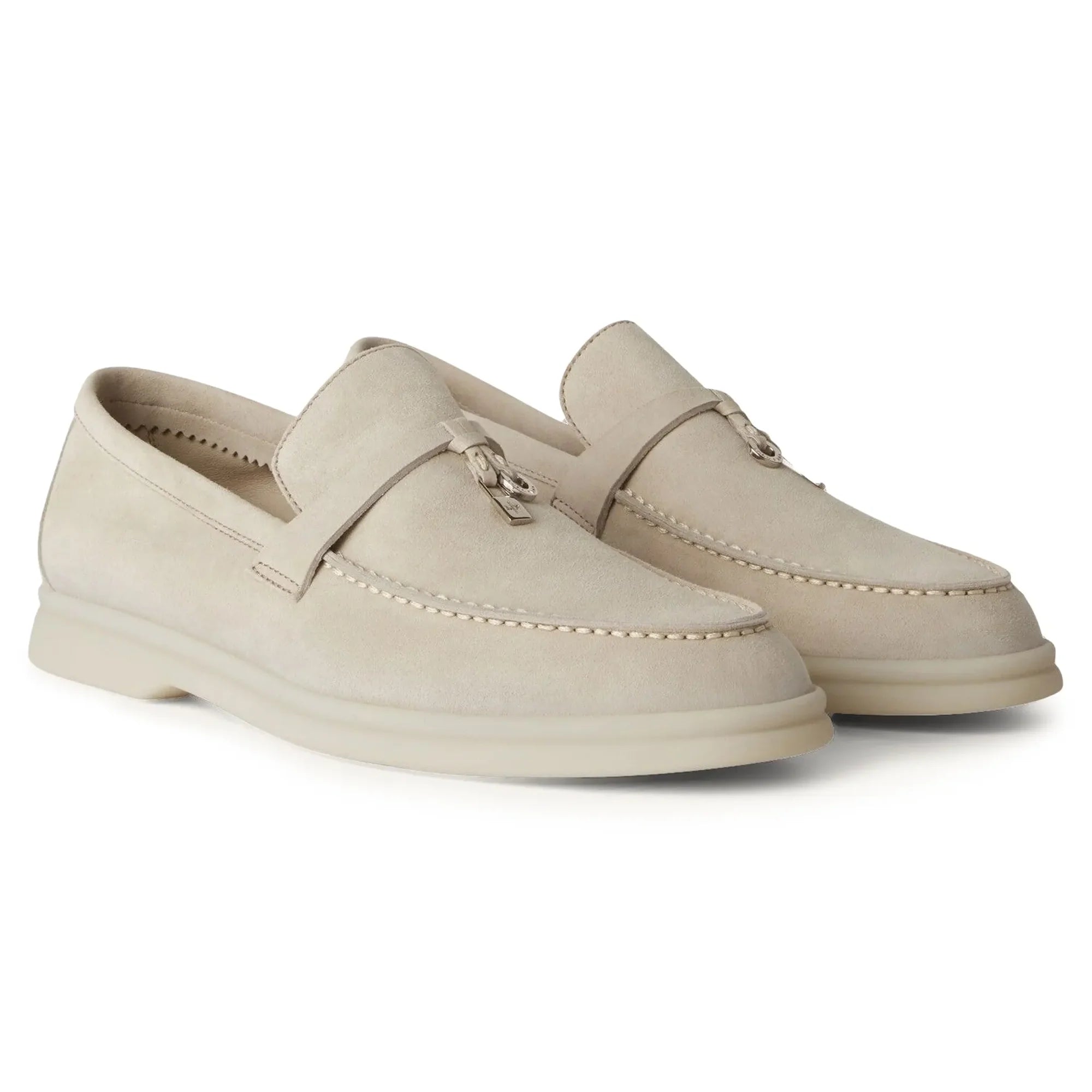 Summer Charms Walk Suede Pearl Powder Loafers