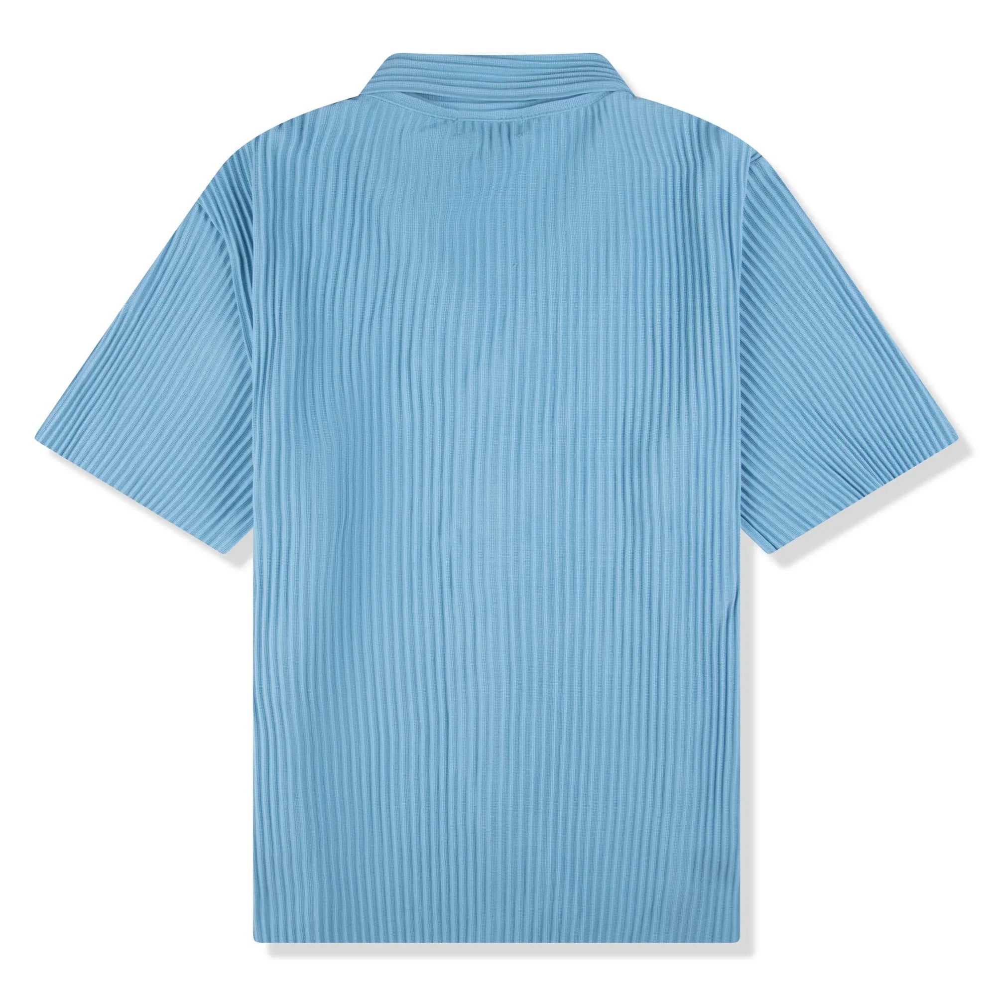 Pleated Short Sleeve Light Blue Resort Shirt