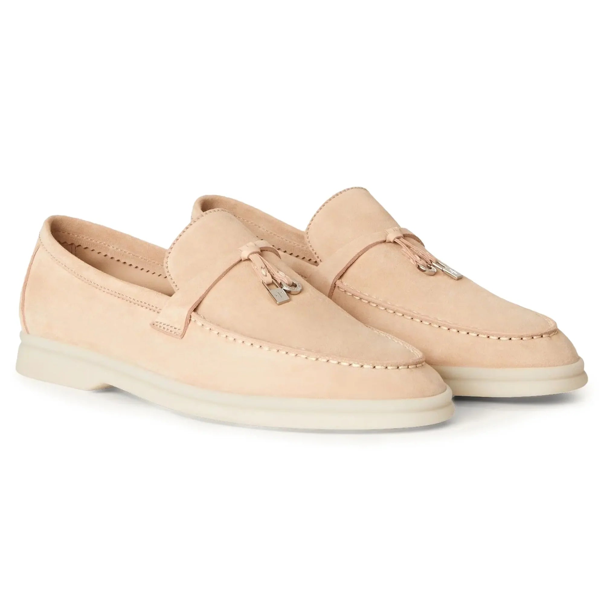 Summer Charms Walk Suede Goatskin Pink Sand Loafers