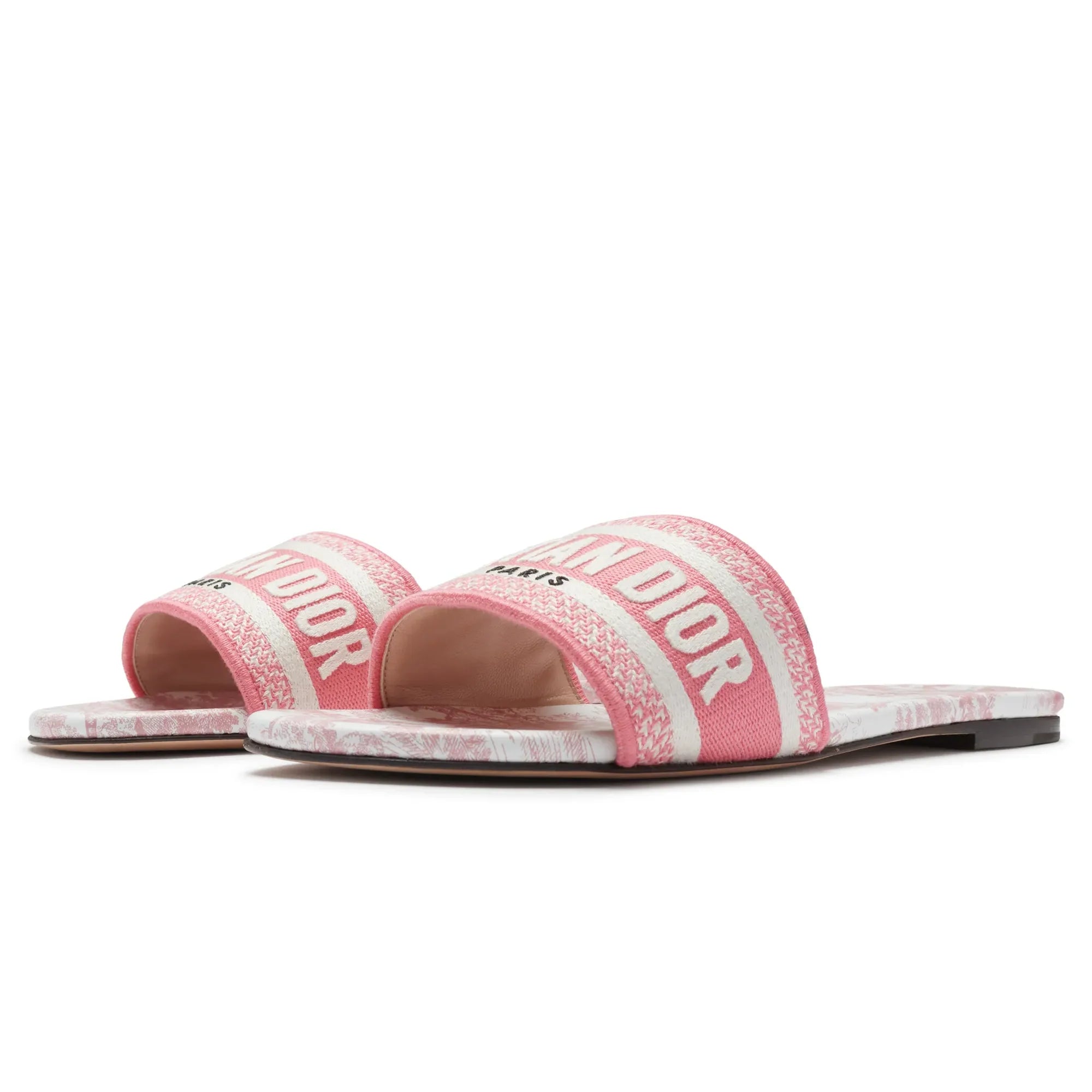 Dway Embroidered Cotton Candy Pink Slides