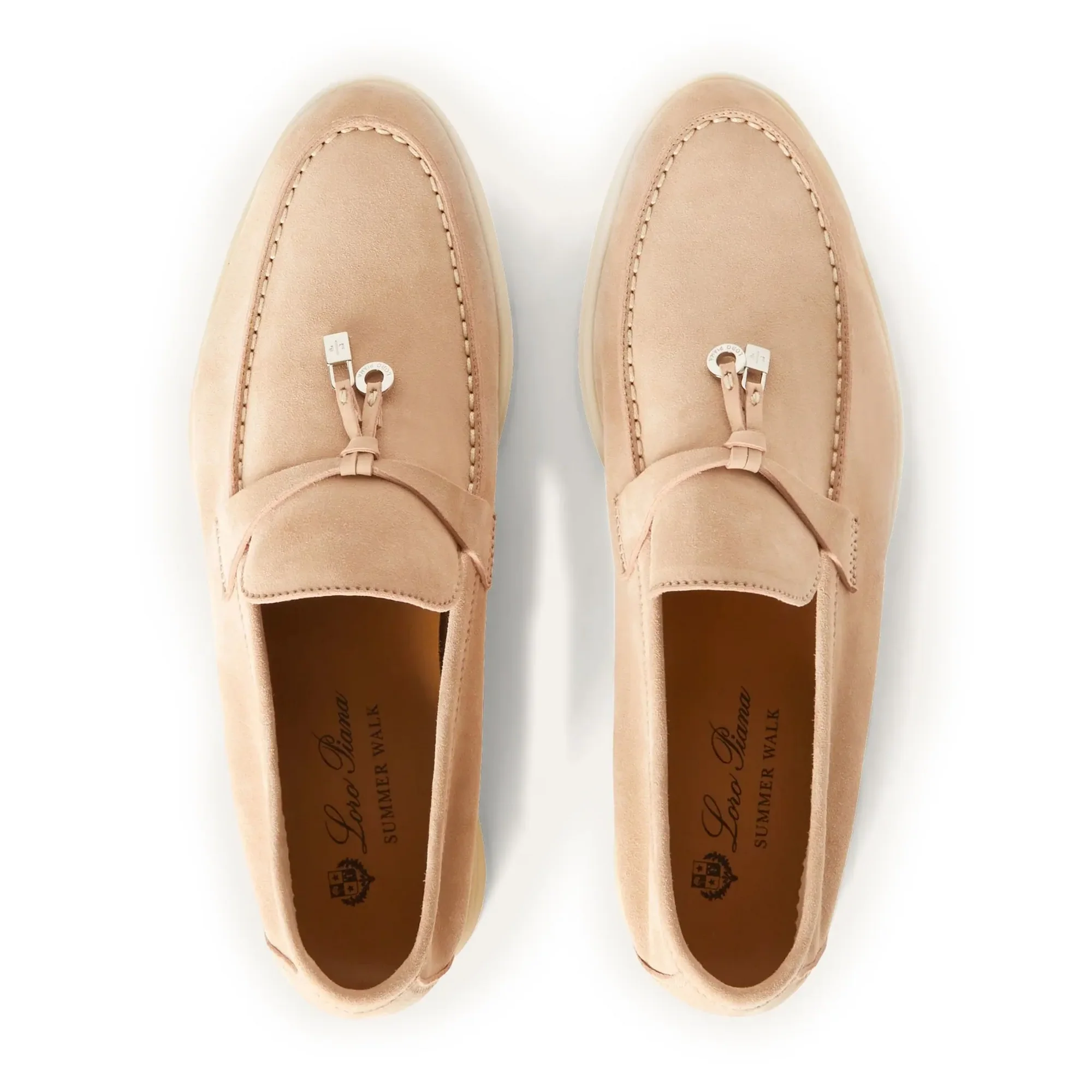 Summer Charms Walk Suede Goatskin Pink Sand Loafers