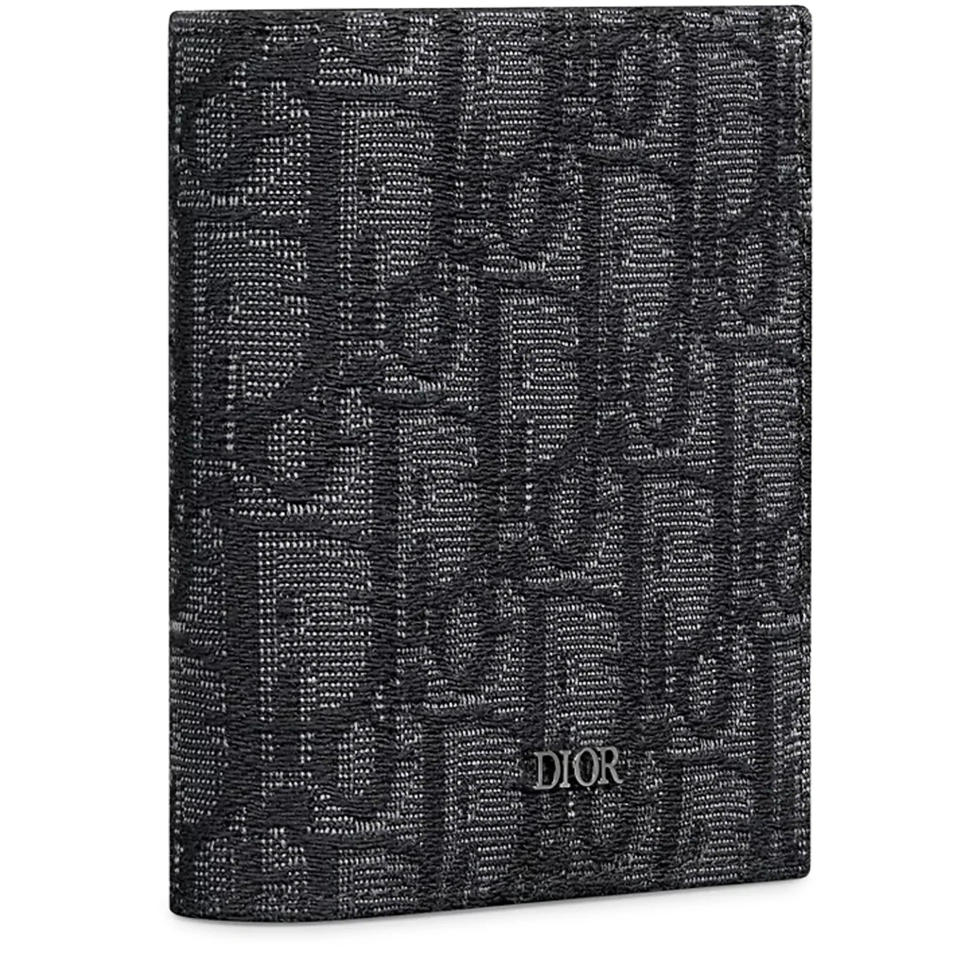 Oblique Jacquard Black Vertical Bifold Wallet