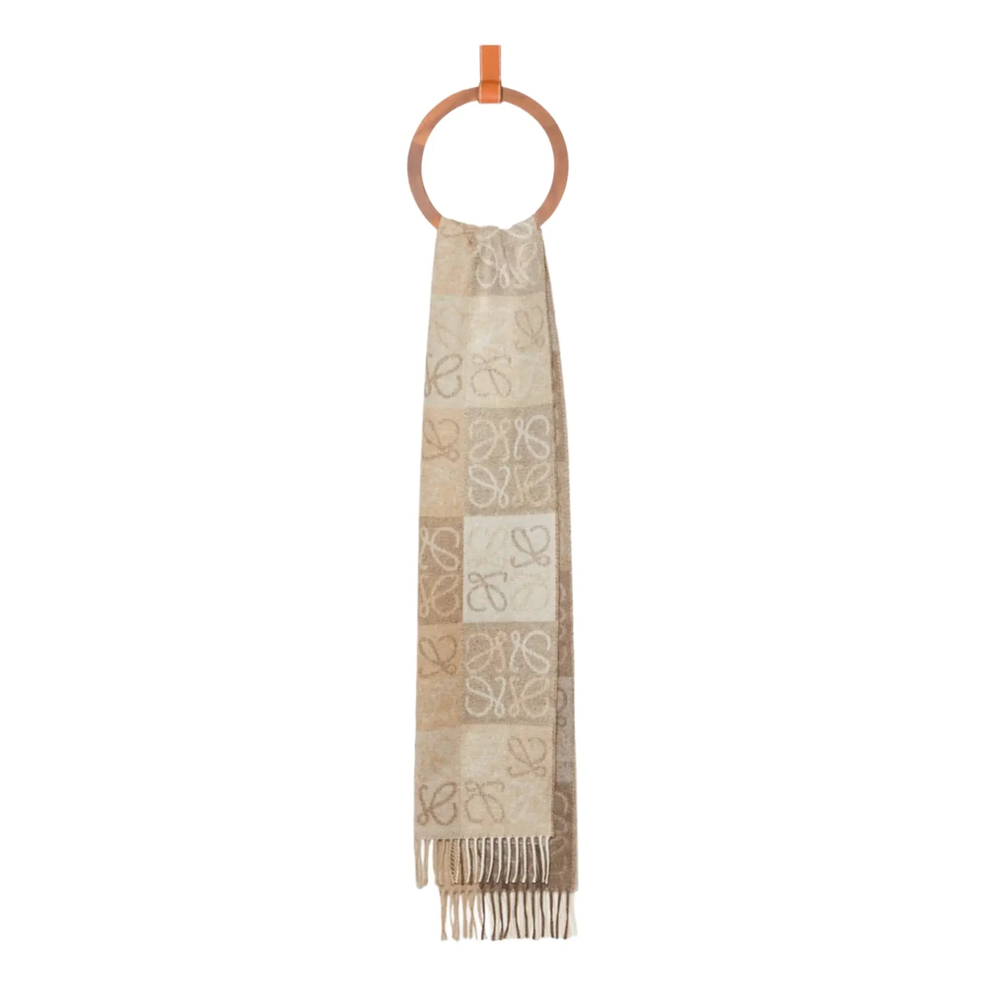 Wool and Cashmere White Beige Scarf
