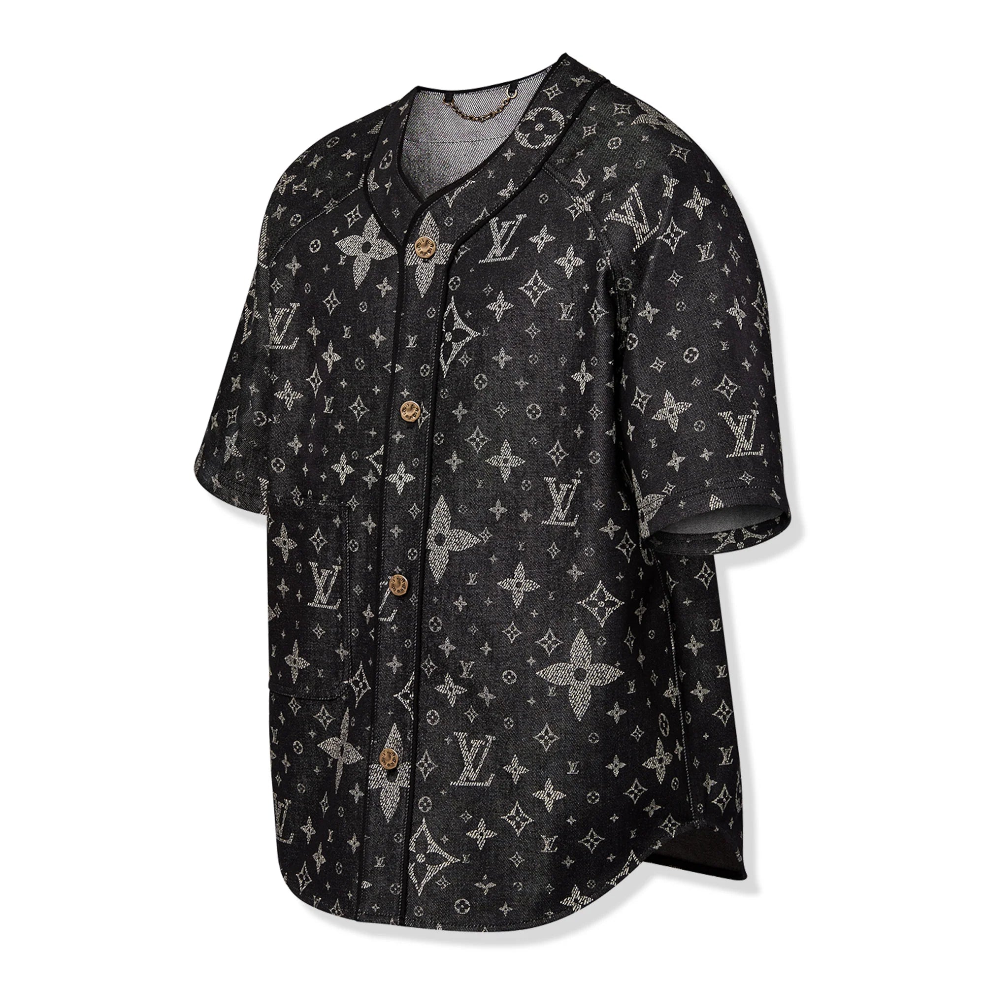 Monogram Denim Black Baseball Shirt