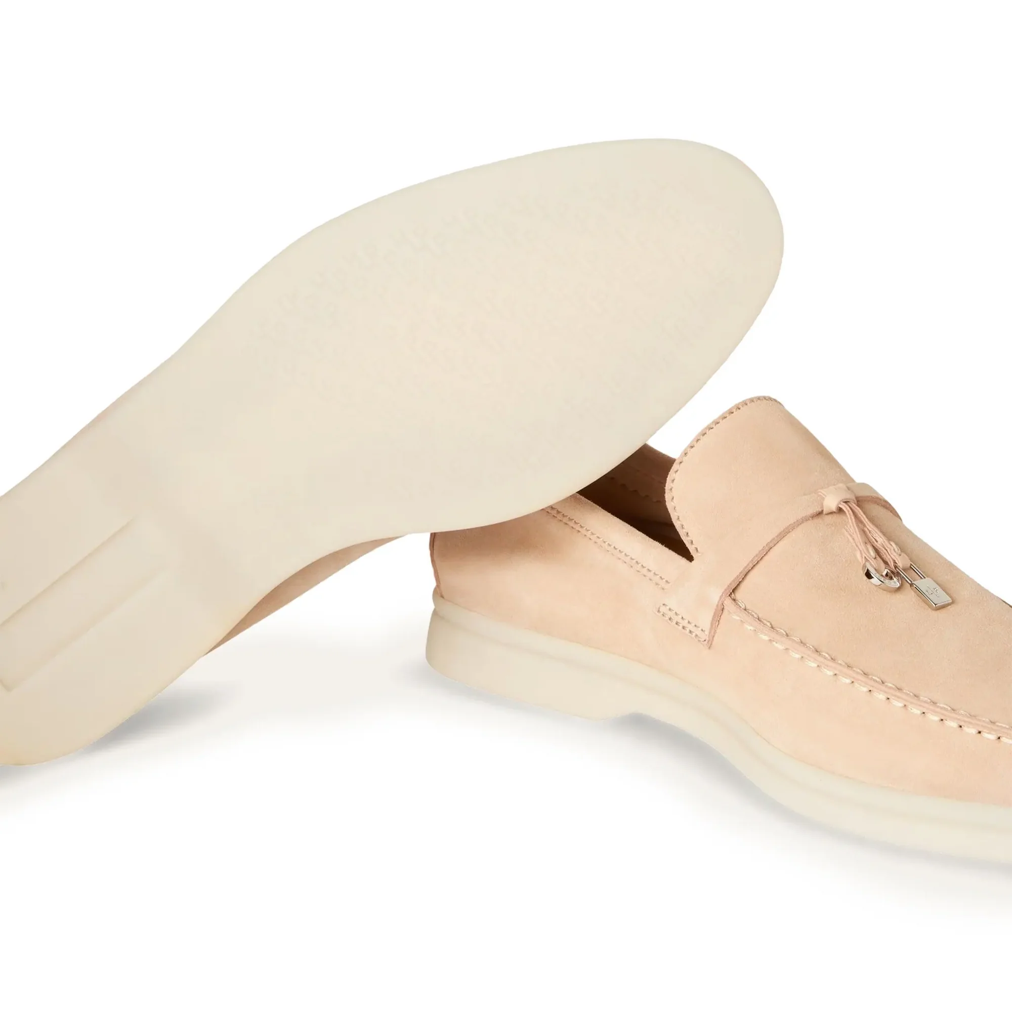 Summer Charms Walk Suede Goatskin Pink Sand Loafers